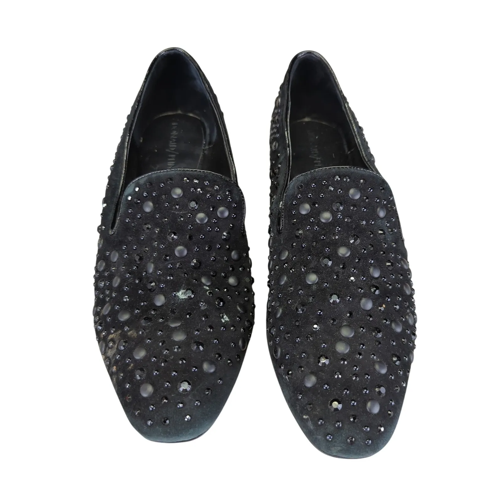 Donald Pliner Lynn SP Embellished Loafers Black Studded Rhinestone Flat Shoe 7.5 - Image 4