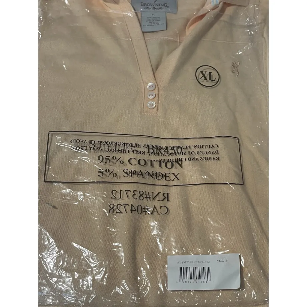 Browning Sleeveless Top Womens XL Peach V Neck Button Collared Tank Shirt NWT - Image 11