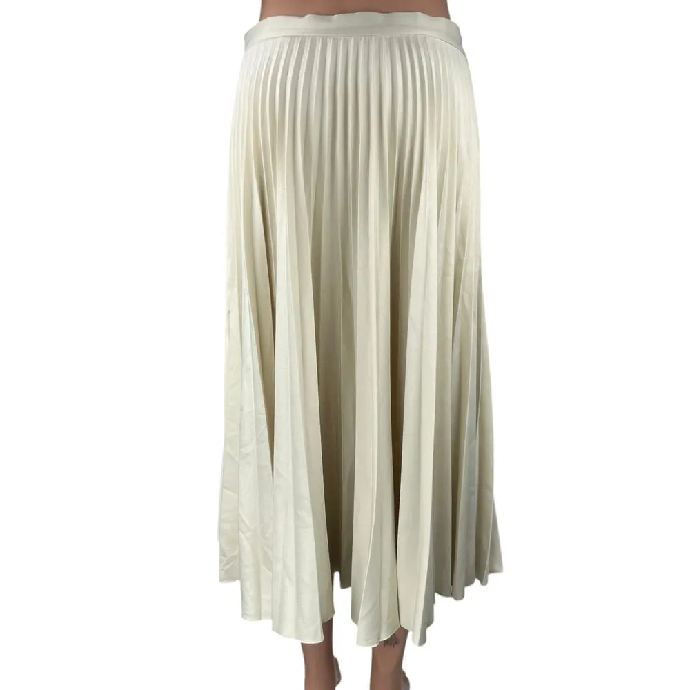 Closet Women's Cream White Silky Satin Pleated Midi A - Image 3