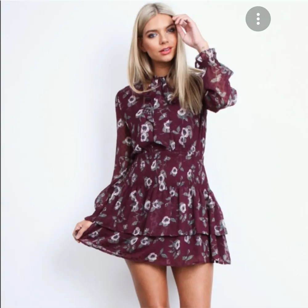 Moon River long sleeve mini dress XS floral - Image 12