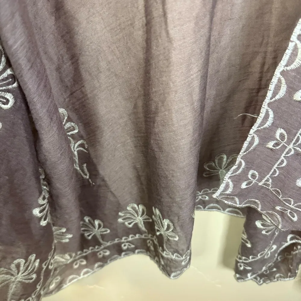 Natural Life Floral Embroidered Kimono‎ One Size Taupe Boho Womens Flowy - Image 5