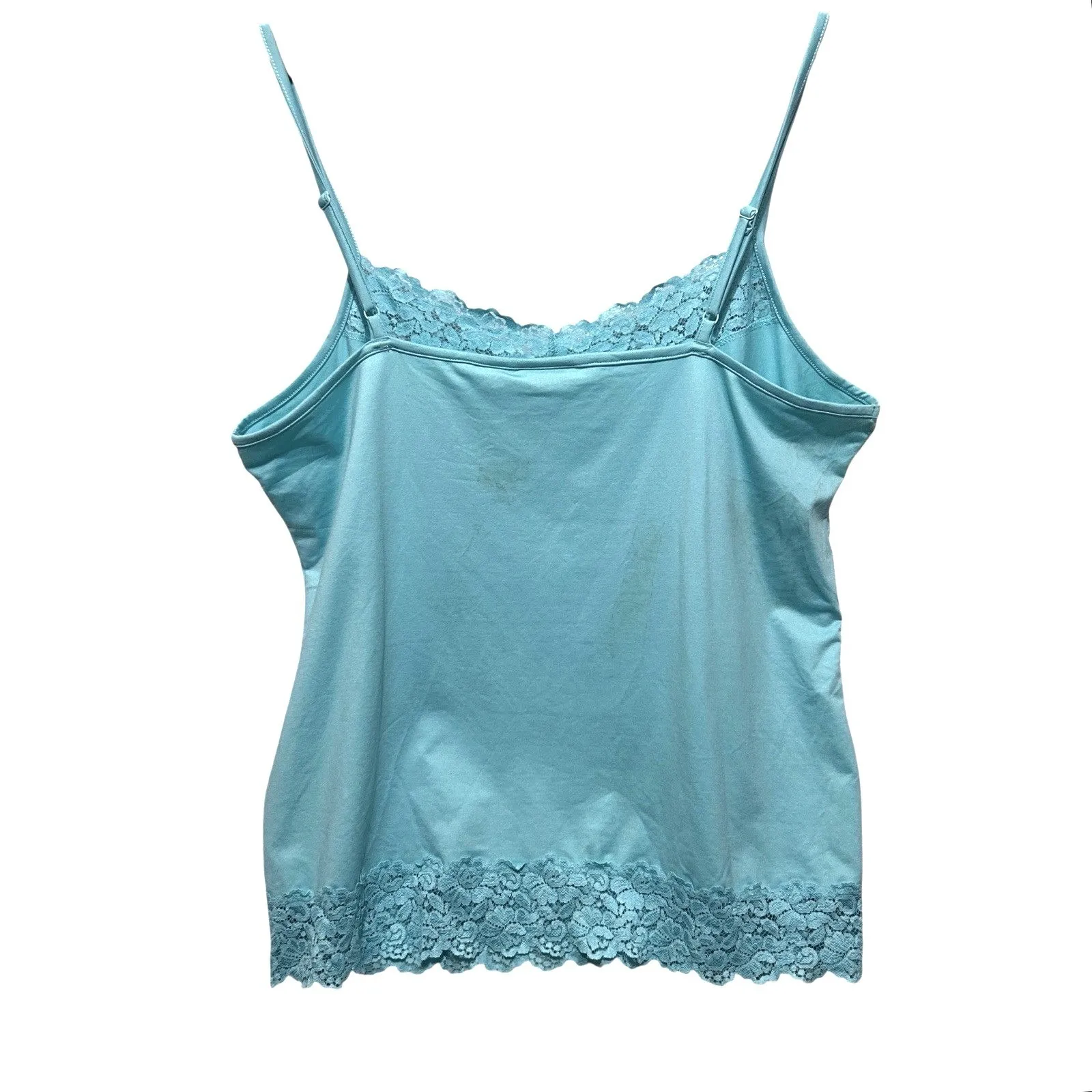 Cato Woman 18/20W Aqua Lace Trim Cami Top Plus Size Adjustable Straps Layering‎ - Image 2