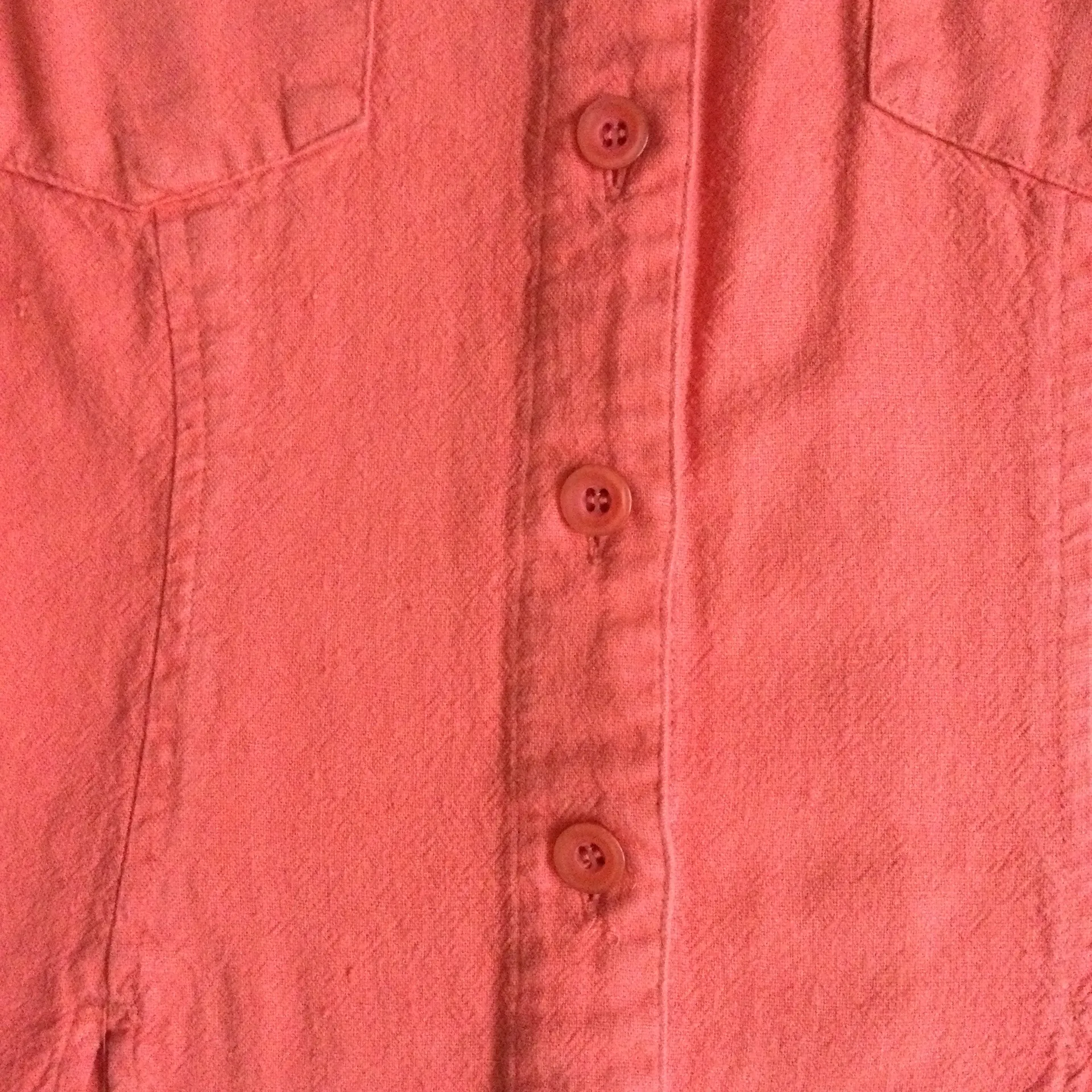 Vintage Studio Ease Linen Blend Button Up Short Sleeve Top Coral Pink - Image 4