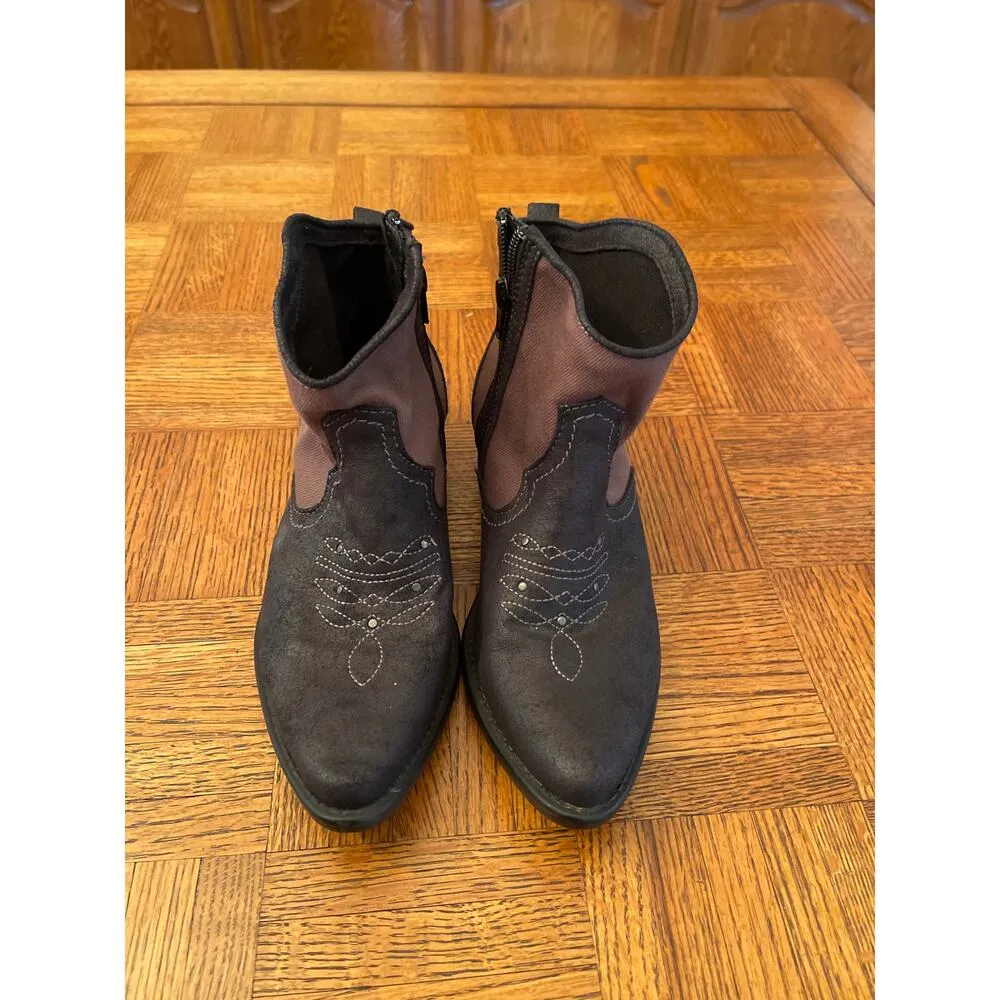 American Rag canvas and vegan suede STAR cowboy western bootie 7 - Image 3