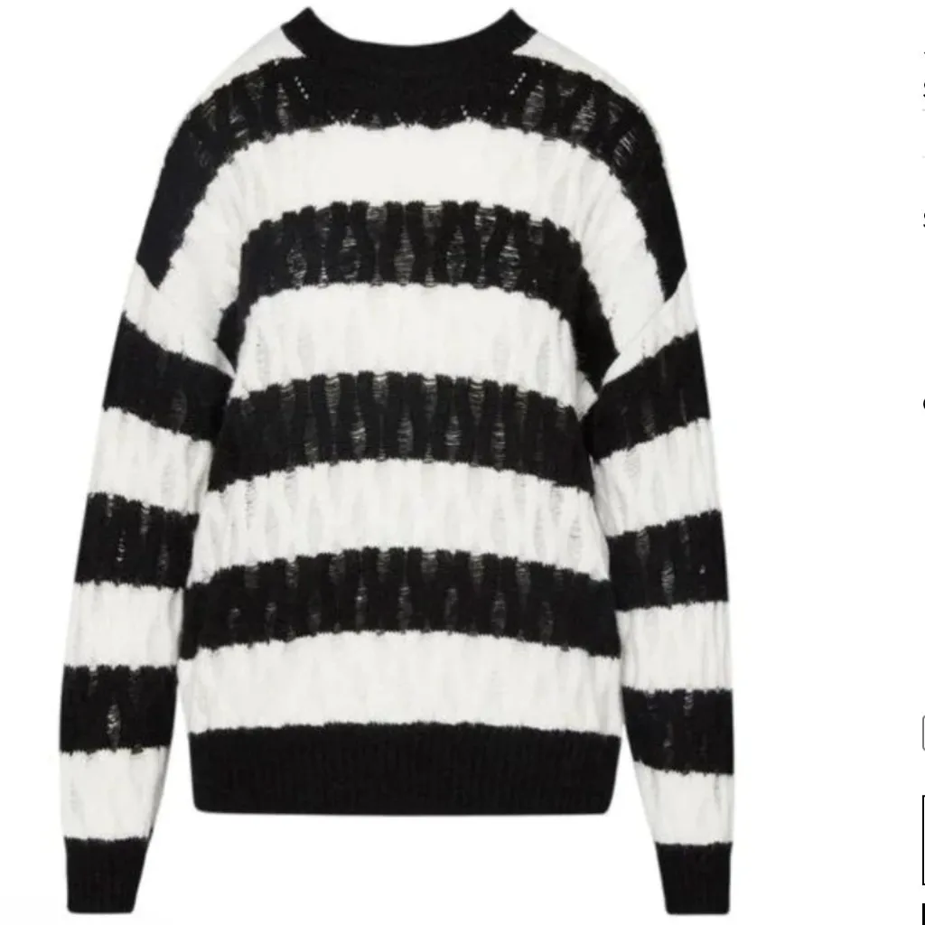 NWT Steve Madden KARLI SWEATER Striped Black White Medium Wool Blend - Image 8