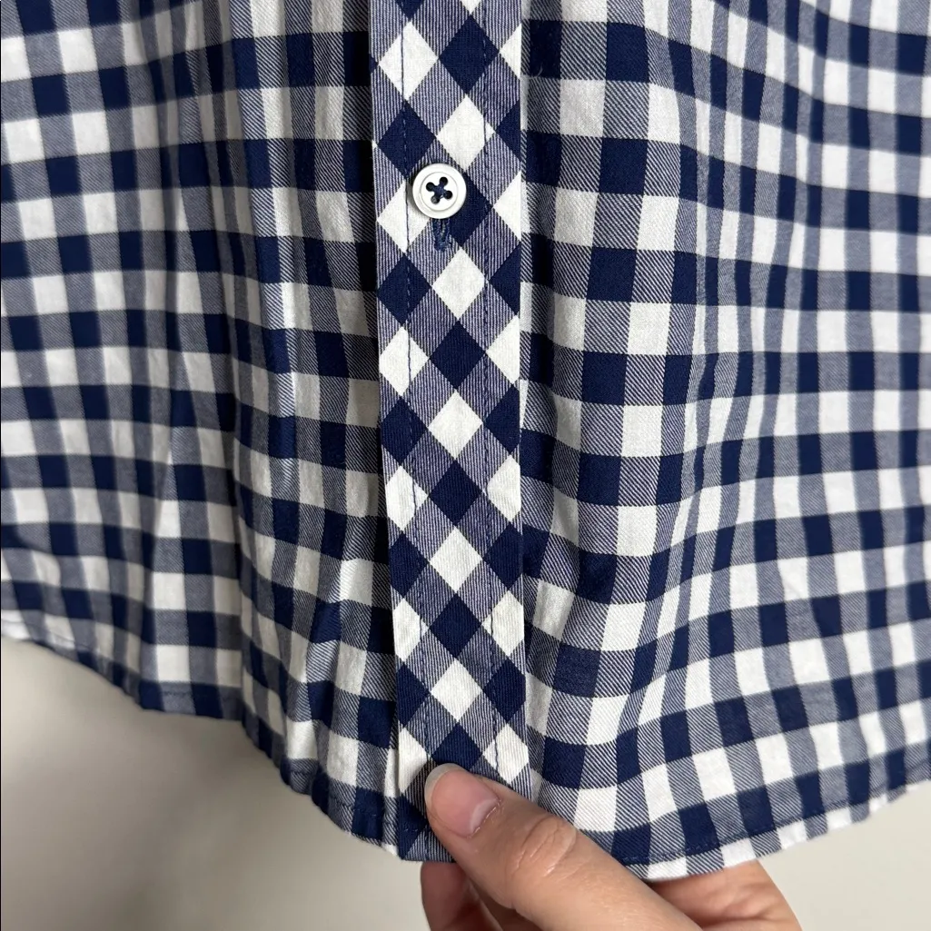 Talbots Blue/White Checkered Button Down Long Sleeves Plaid Shirt size L - Image 5