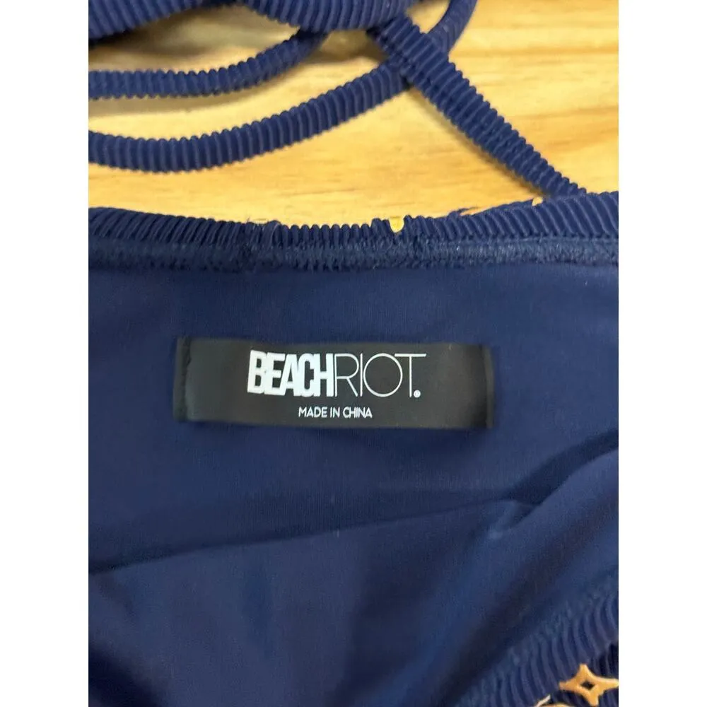 NWT Beach Riot Lauren Bikini Top & Chloe Bikini Bottom Set Navy Women's Size L - Image 5