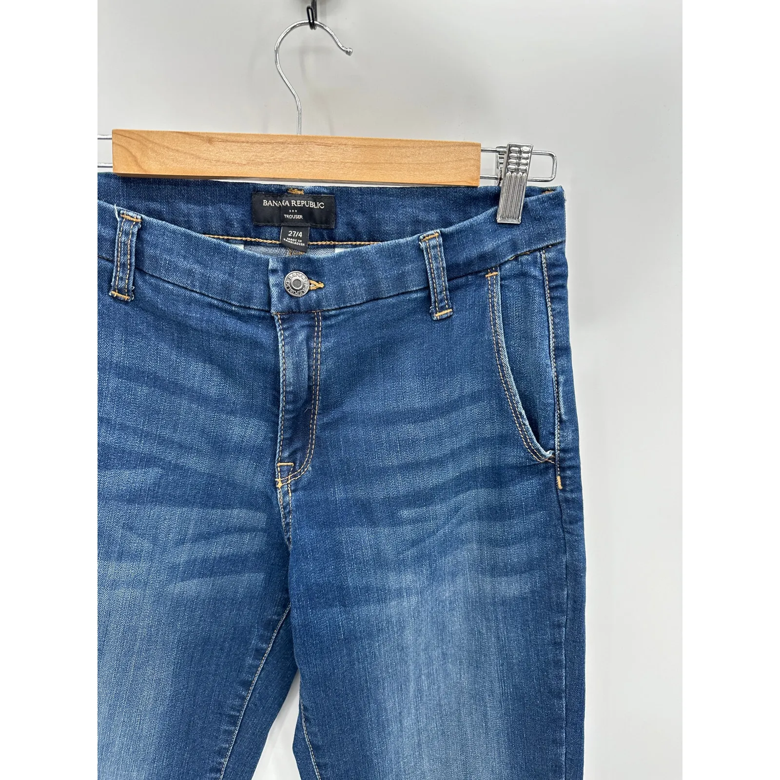 Banana Republic Womens Denim Trouser Jeans Bootcut Size 27/4 Mid Rise Dark Wash - Image 5