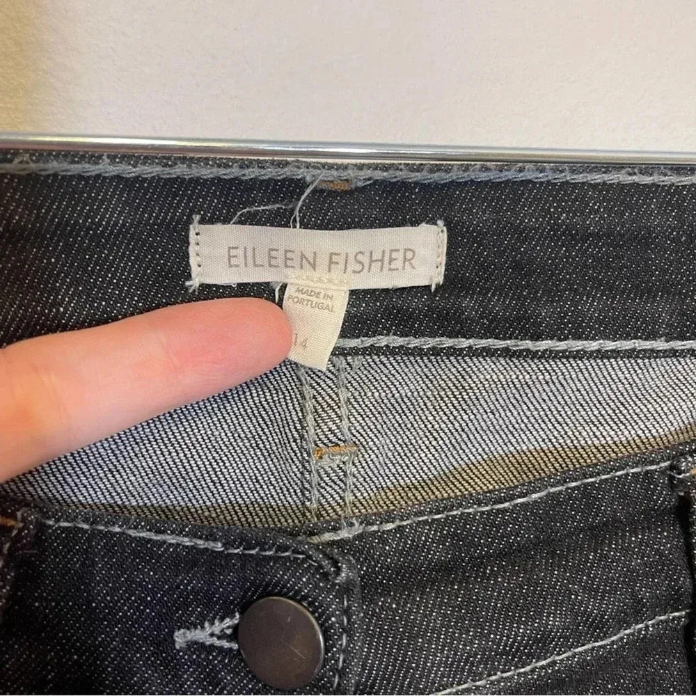 Eileen Fisher Black Denim Slim Leg Jeans - Minimalist Classic Denim - Image 3