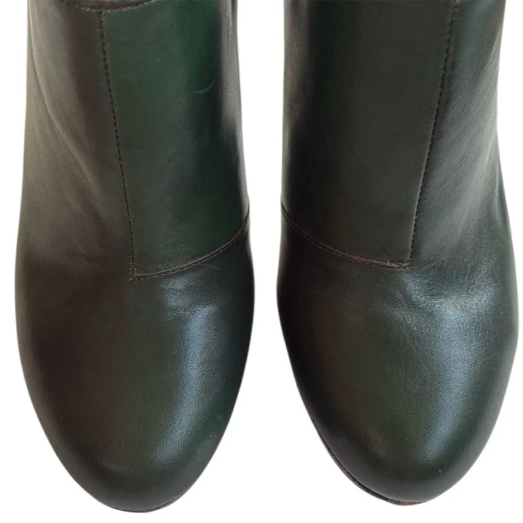 Like New House of Harlow 1960 Leather Heeled Booties Green / Snakeskin Size 8 - Image 4