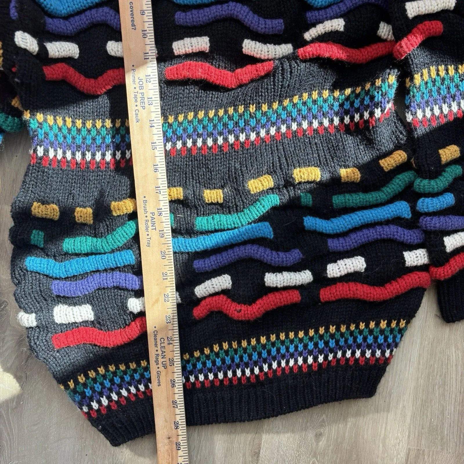 Carducci VTG 80s S Women's 3D Chunky Knit Sweater Wool Black Coogi Style - Image 10