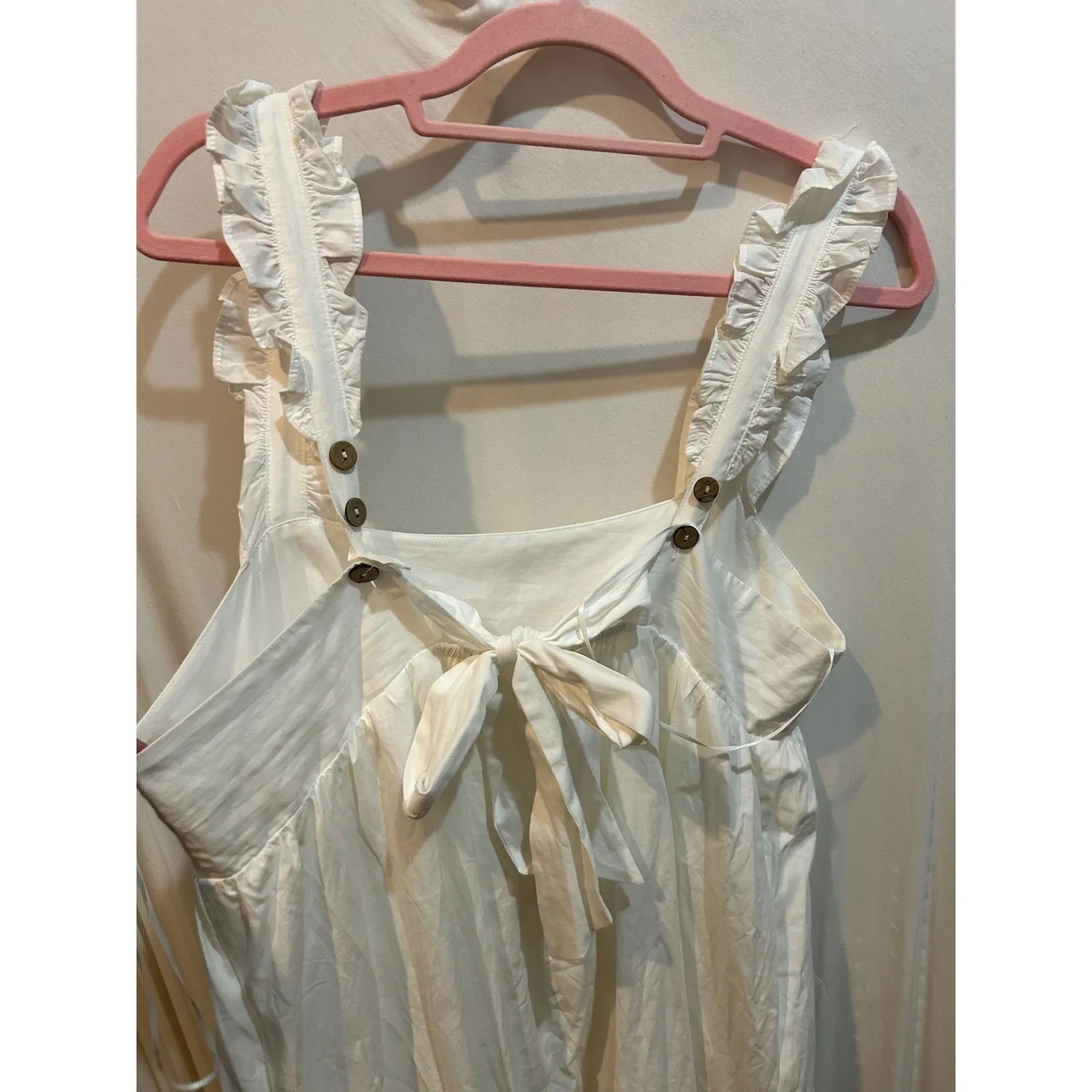 Heyson White Ruffle Strap Maxi Dress Summer Casual Sundress Size L - Image 7