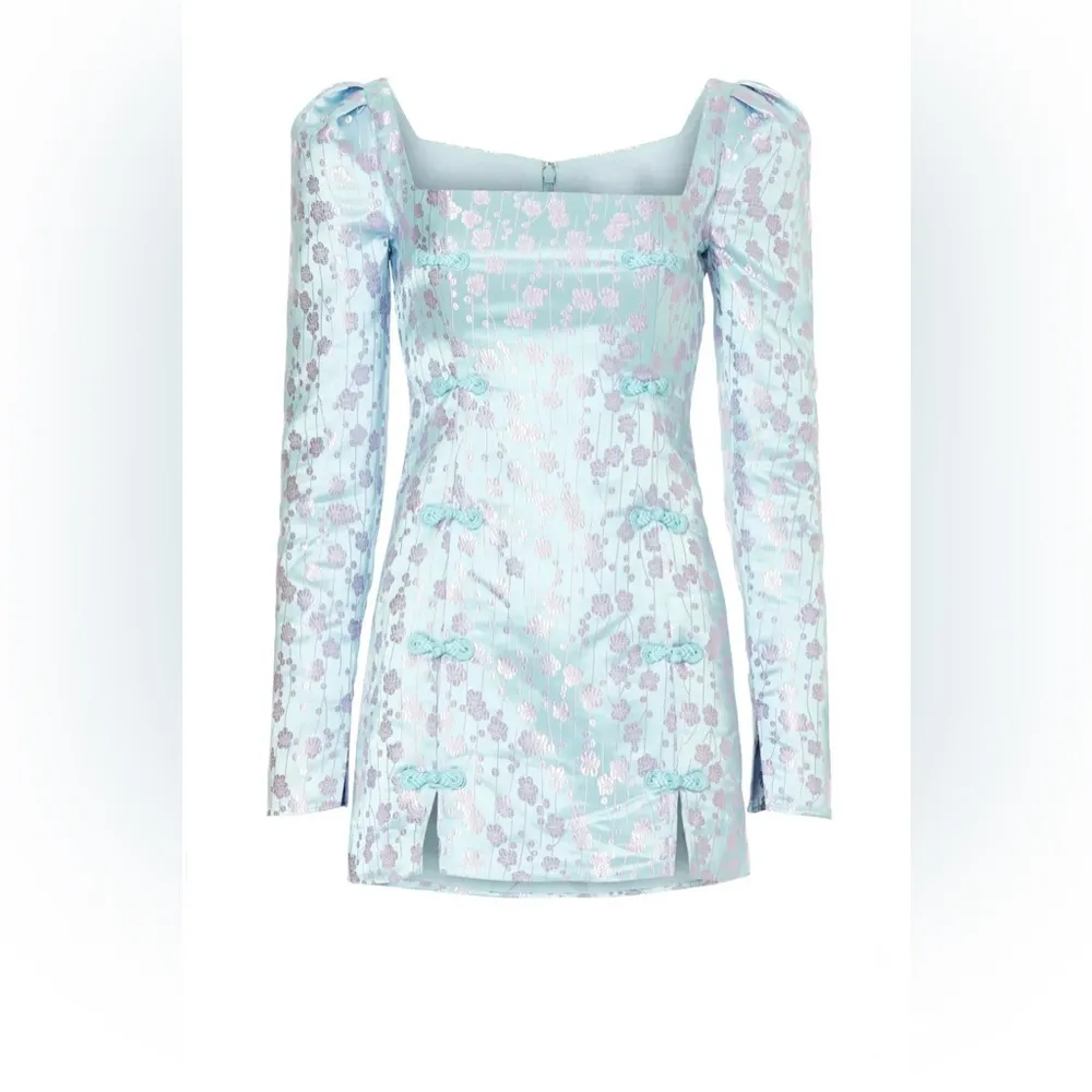 Jen Dress Sweetheart Neckline in Blue with Purple Floral Pattern size 12 - Image 4