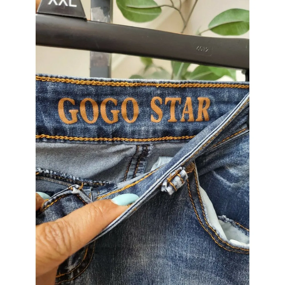 Gogo Stars Women Denim Blue Cotton Mid Rise Skinny Leg Casual Jeans Pant Size 13 - Image 5