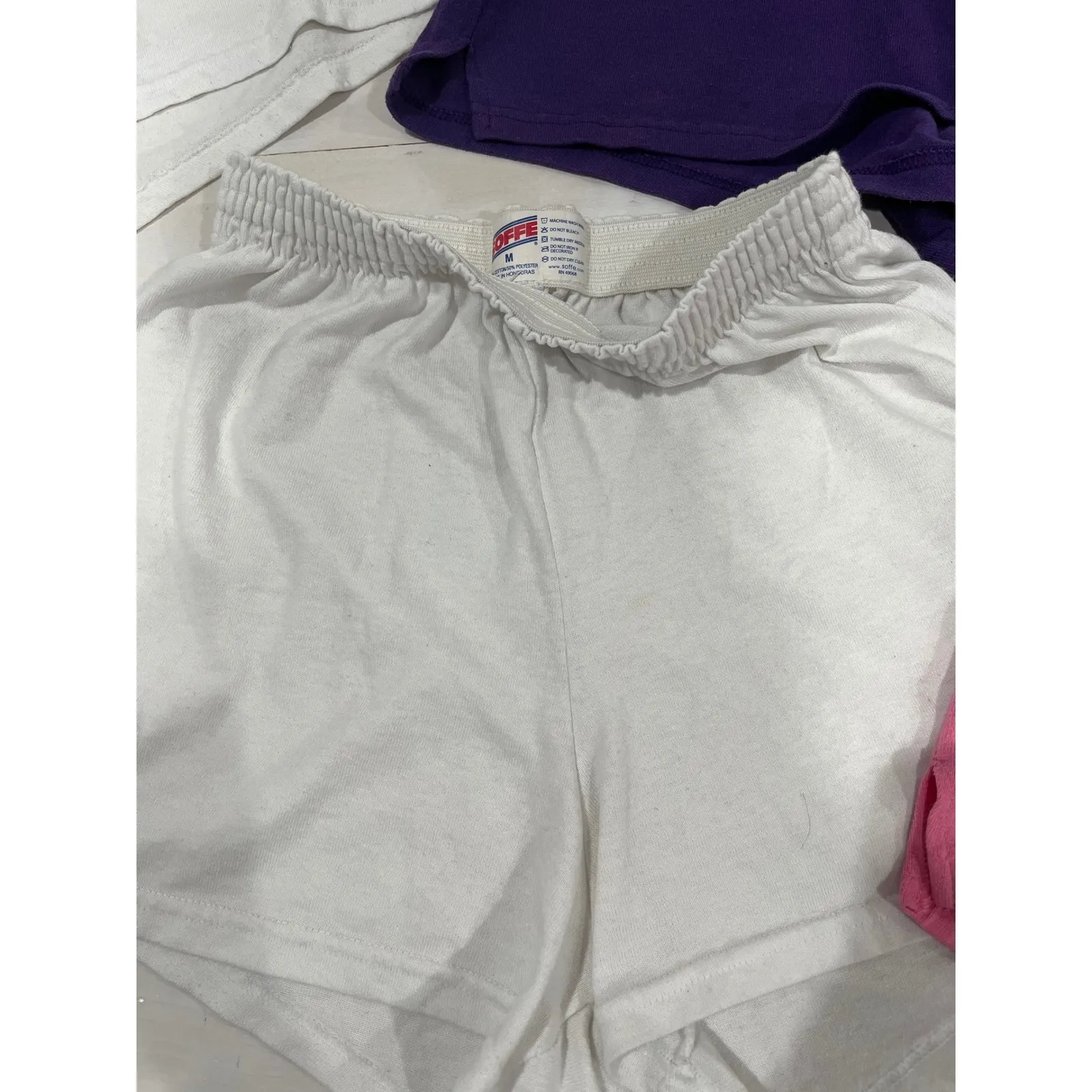 Womens Soffe Shorts Medium Lot of 5 White Pink‎ Purple Elastic Waist Athletic - Image 4