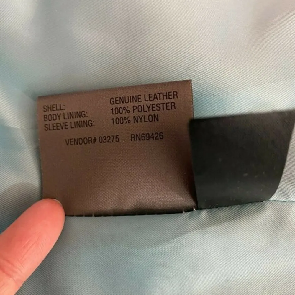 Wilsons Leather Jacket L Womens Retro V-Neck 1-Button Pockets Brown White Piping - Image 9