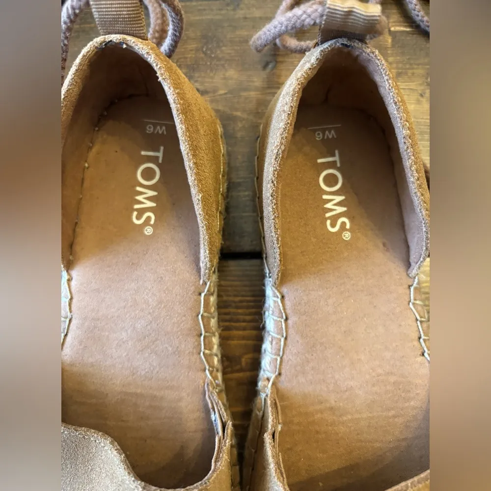 TOMS Women's Tan Katalina Espadrille Shoes with Tie-Up Straps Size 6 - Image 3