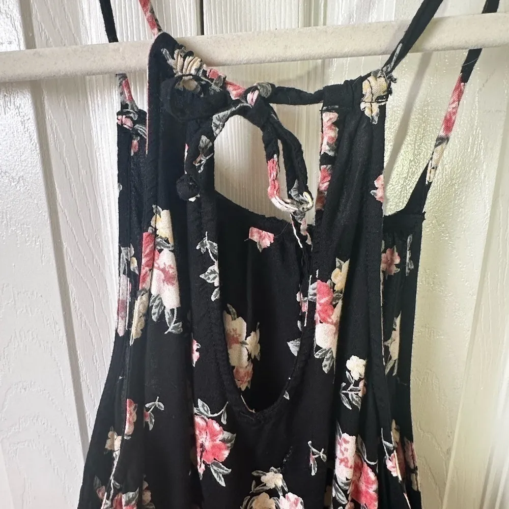 Hollister Jumpsuit Womens XS Romper Jumper Shorts Floral Halter Neck Black - Image 6