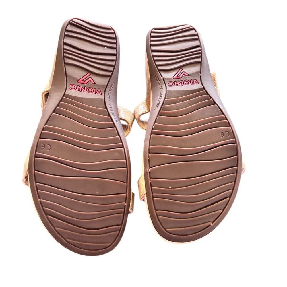 Vionic Ellie Sandal Sz 10 Tan Comfort Slip On Slide Platform Wedges Orthotic - Image 6