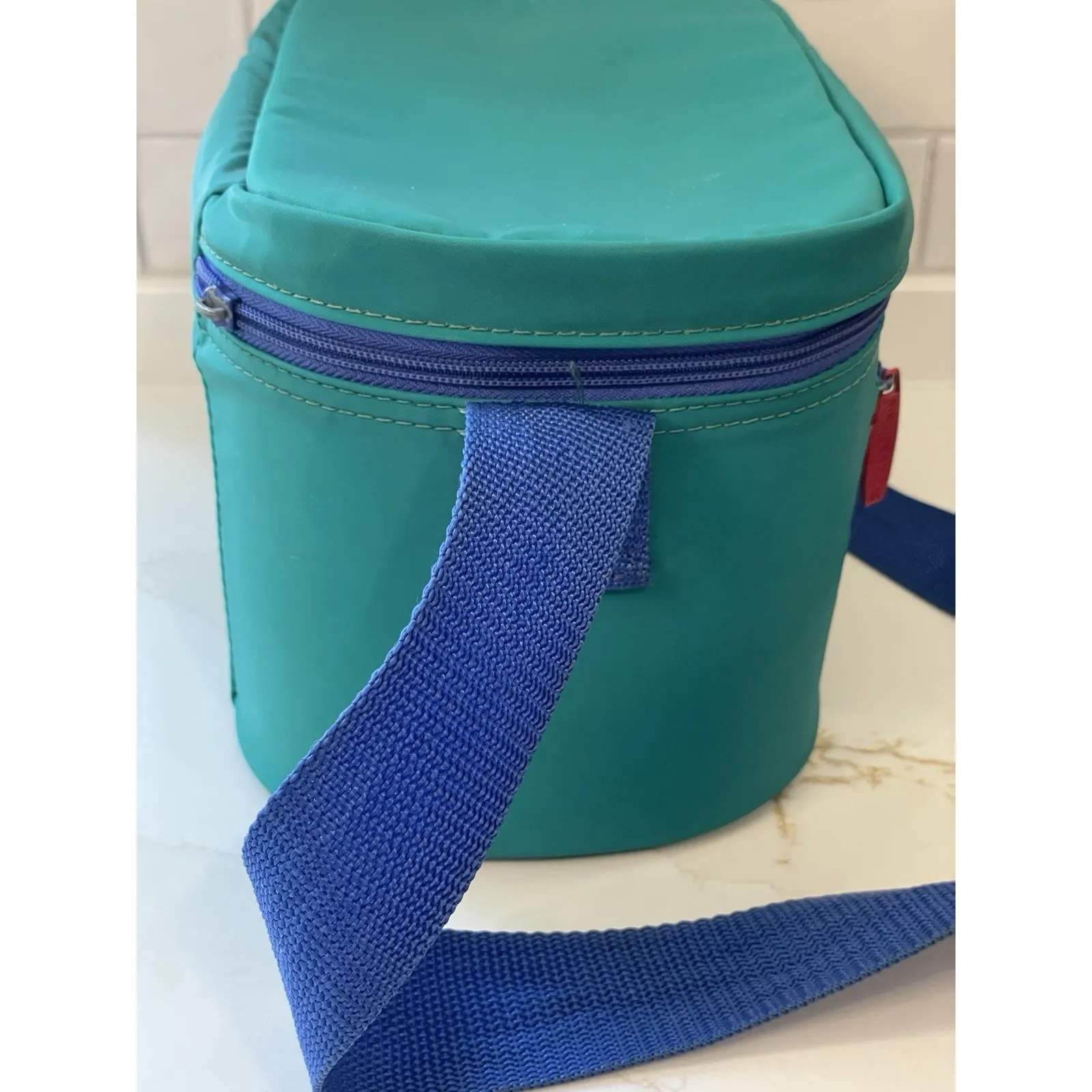 Vintage Rubbermaid 6 Pack Cooler Soft‎ Teal Purple Lunch Bag Strap Zip READ - Image 6