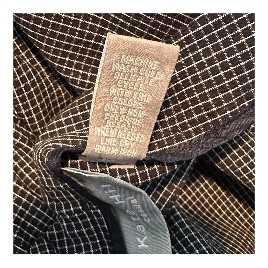 Kate Hill Casual Black Checkered Straight Leg Pants Size 10 Cotton - Image 7