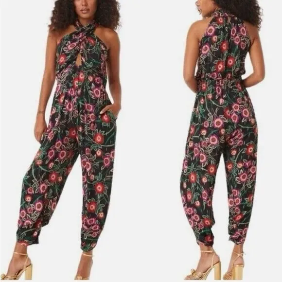 MISA Halter Kora Floral Jumpsuit with Pockets NEW - Image 2