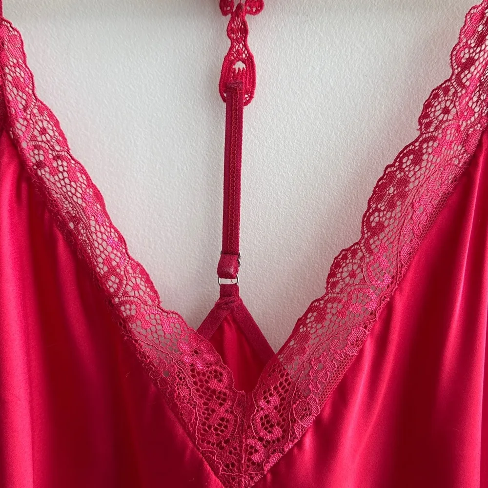 Avidlove Red/Hot Pink Lace Satin Babydoll Nightgown, Size XL - Image 9