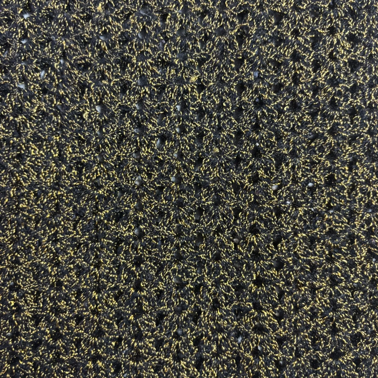 Womens Sparkle Knit Top Gold Black Metallic Square Neck Short Sleeve Pullover M - Image 5