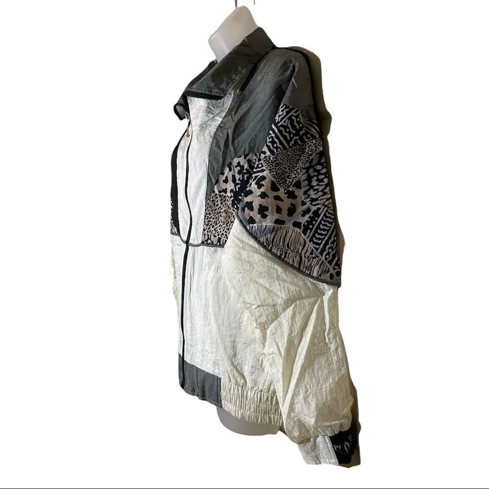 Vintage Ville Franche 1990s Colorblock Windbreaker Jacket Animal Print M Size M - Image 3