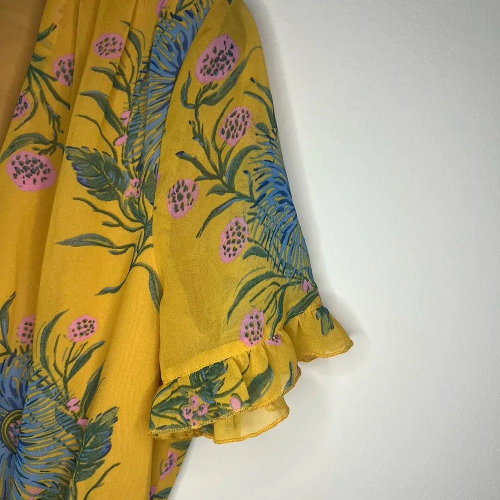 Madewell Sweetgrass Ruffle Sleeve Painted Blooms Yellow Floral Dress - Image 6