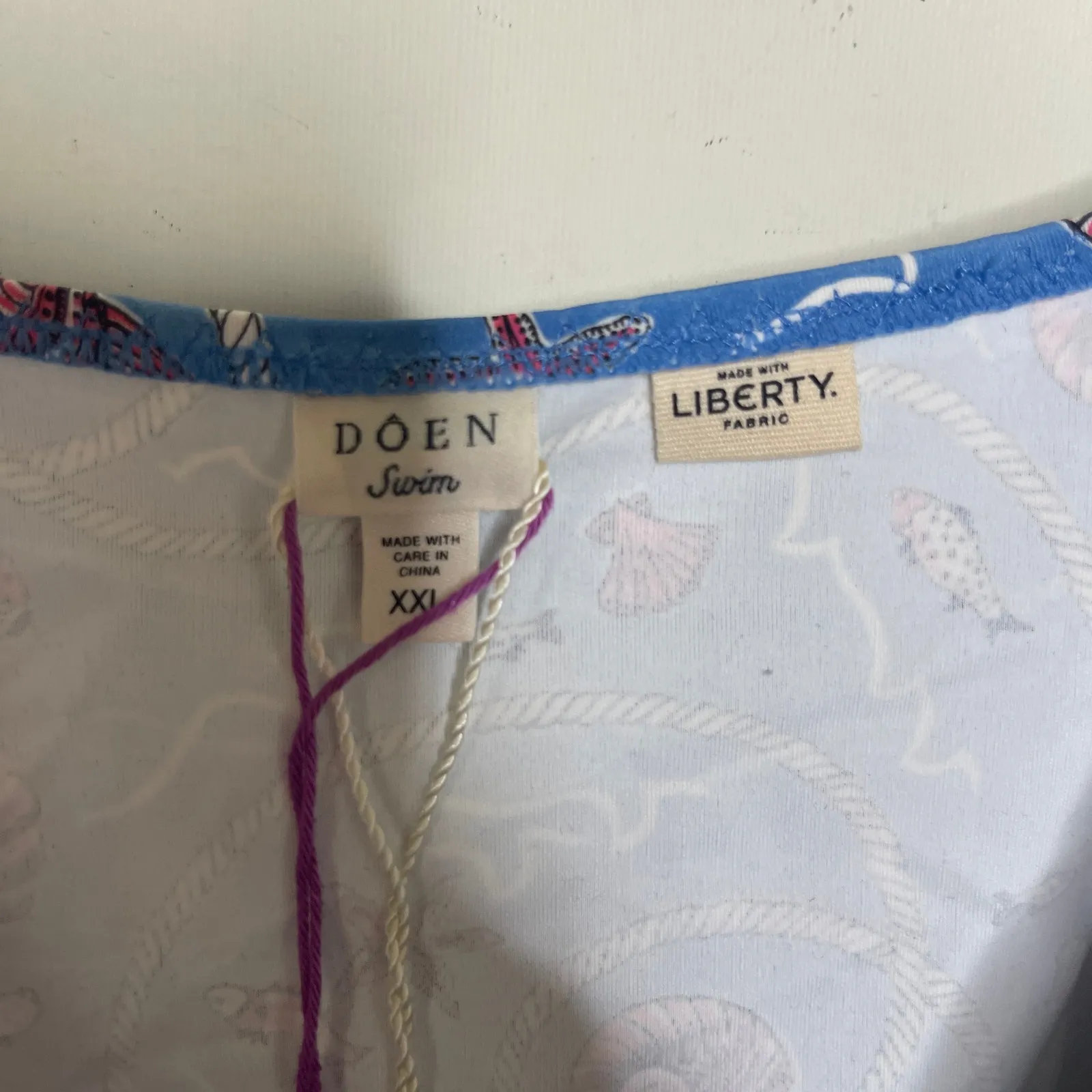 New Doen Marbella maillotone piece swimsuit blue shell liberty Solent shores XXL - Image 2