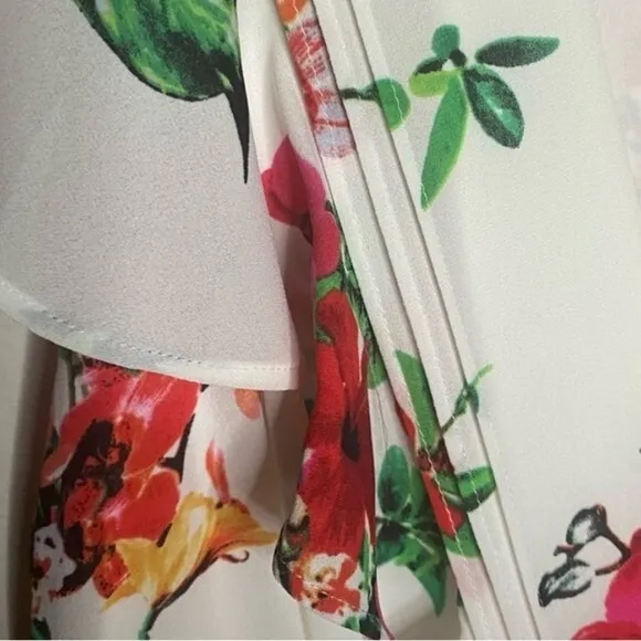 Express‎ White Pink Floral Flutter Formal Casual Dress Size Large - Image 7