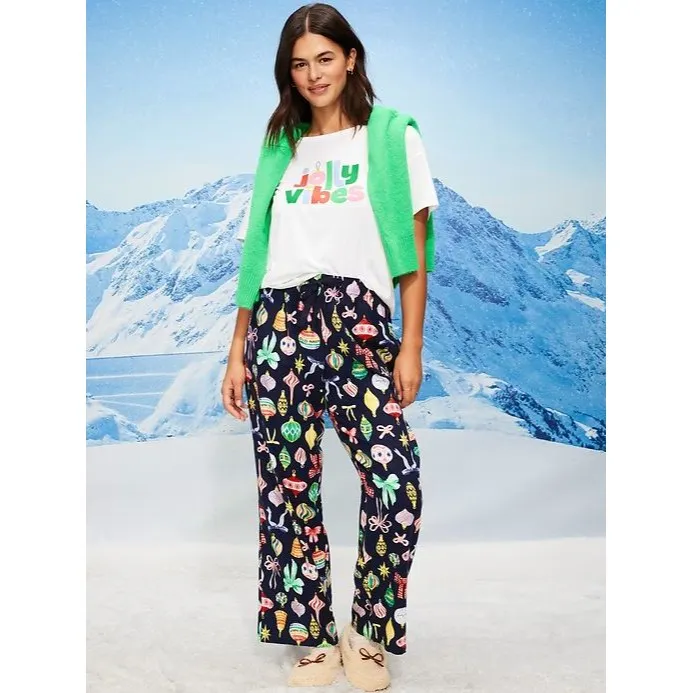 Old Navy Women XL Flannel Pajama Pants Christmas Ornaments Winter Xmas Mid Rise - Image 2