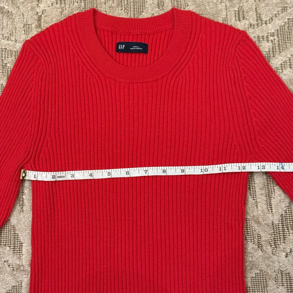 GAP Red Crew Neck Ribbed Long Sleeve Top Wool Blend Sweater Size Small NWOT - Image 4