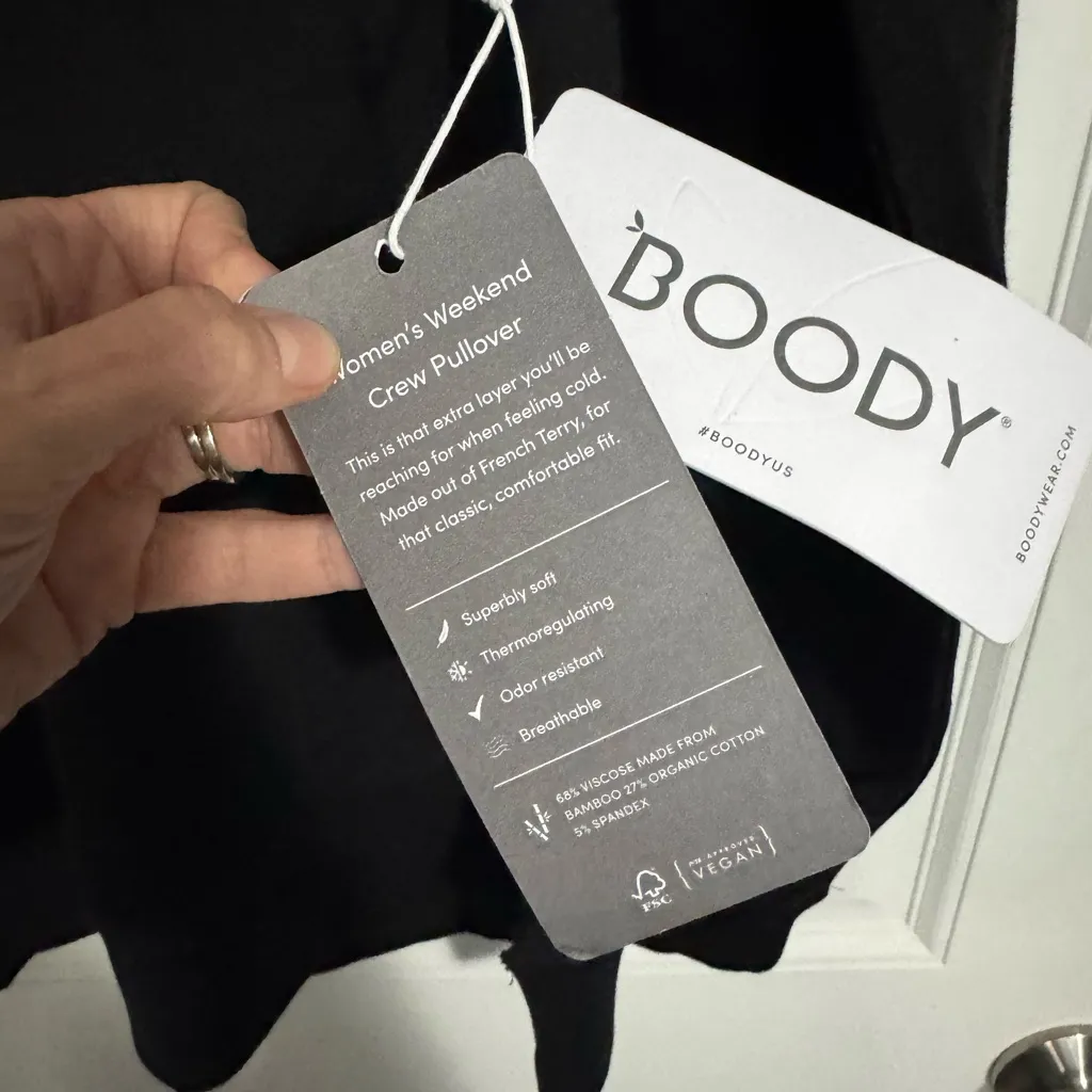 Boody Weekened Crew Pull Over Bamboo Black Organic Cotton Tunic Medium new - Image 5