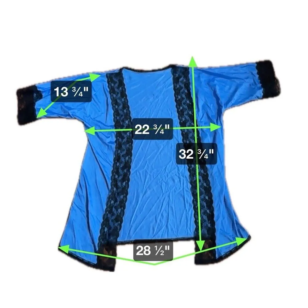 Ladies Dressing Gown Satin Night Jacket Small/Medium VTG (?) Blue Lace Lingerie - Image 5