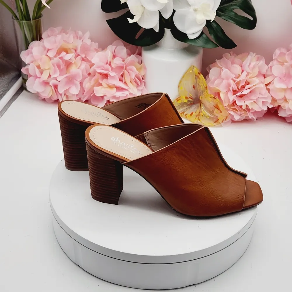 Charles By Charles David Brown Open Toe Slide On Gore Cushioned Mules Sz 9.5M - Image 9