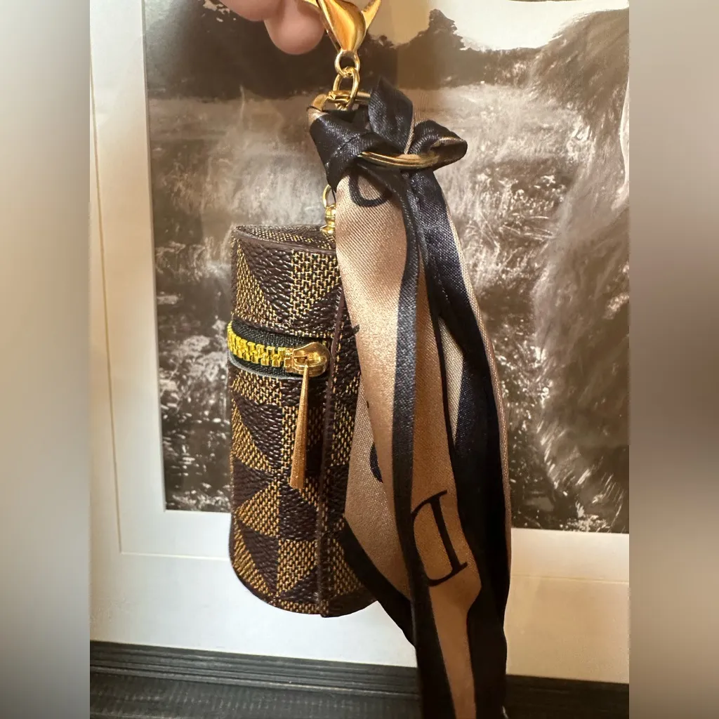 Brown and Gold Patterned Key Chain / Purse Charm - Image 2