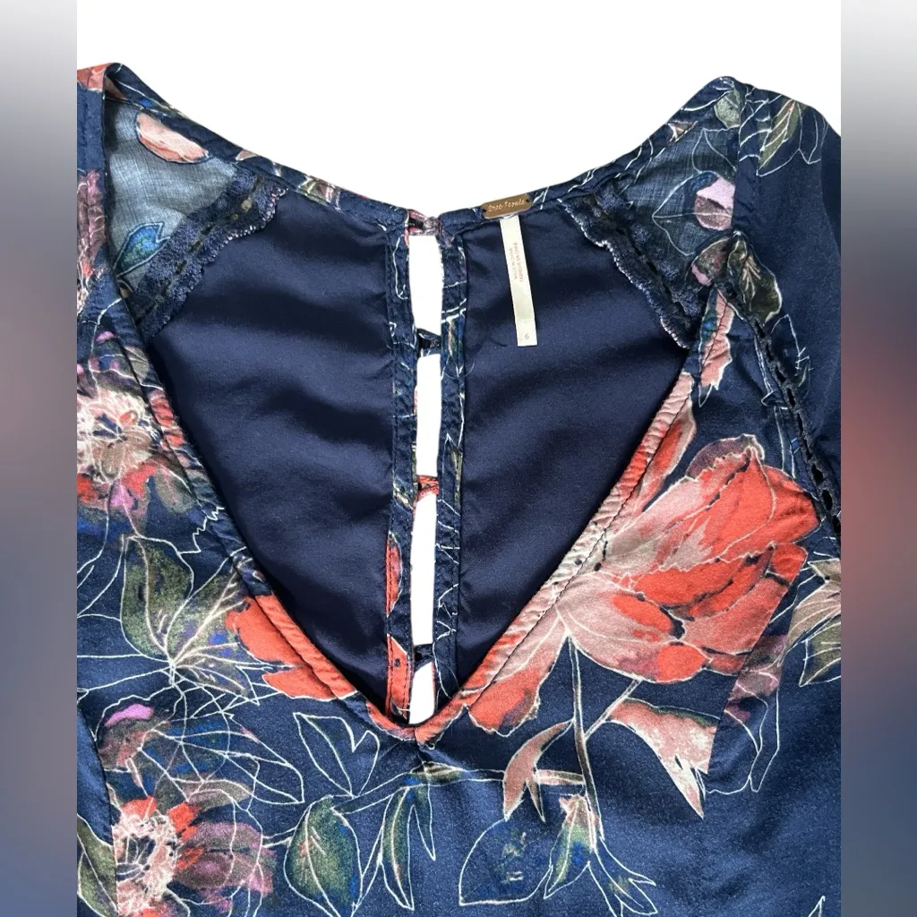 Free People Eyes on You Mini Dress Navy Floral - Image 3