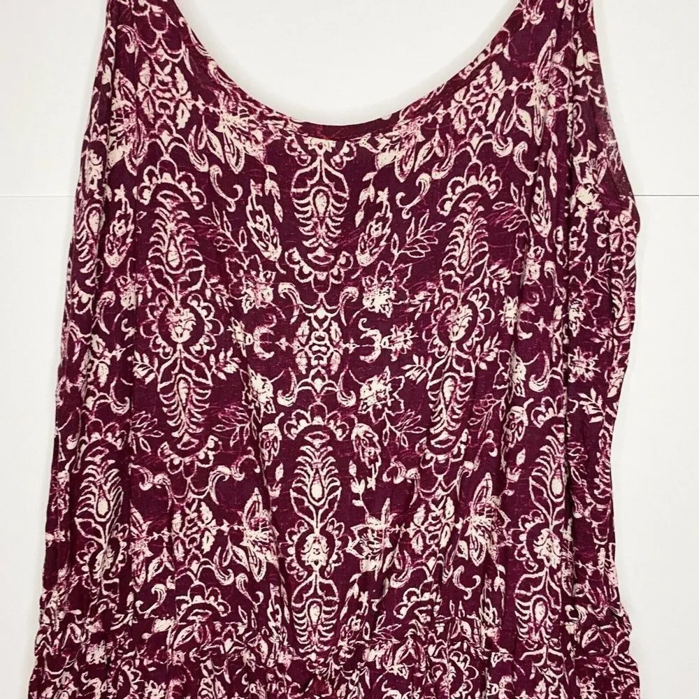 Aeropostale Women's Medium Playsuit Romper Cinched Waist Burgundy Rayon 2” - Image 3