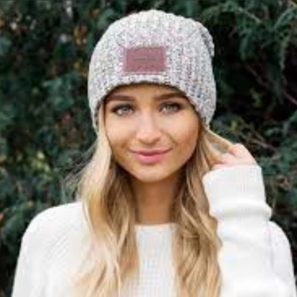 Love Your Melon Speckled White and Black Beanie - Image 4