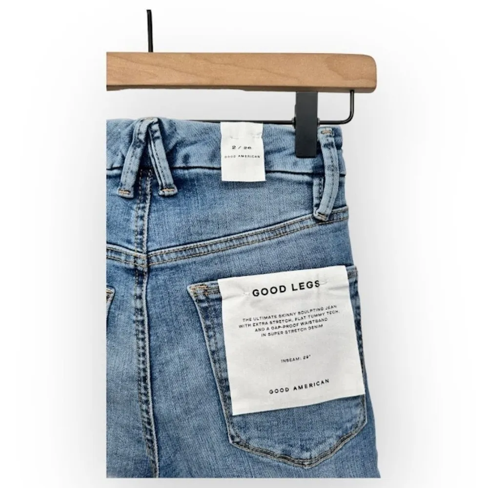 NWT Good American Good Legs Skinny Jeans Indigo Distressed Cropped Denim Sz 2/26 - Image 6