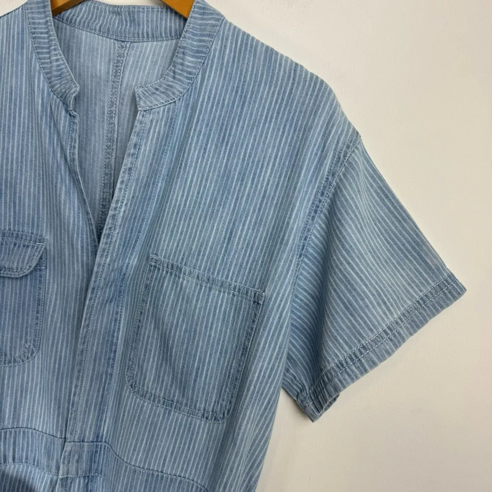 Apiece Apart Womens Denim Pinstripe Dress Belted Waist Sz M/L - Image 6