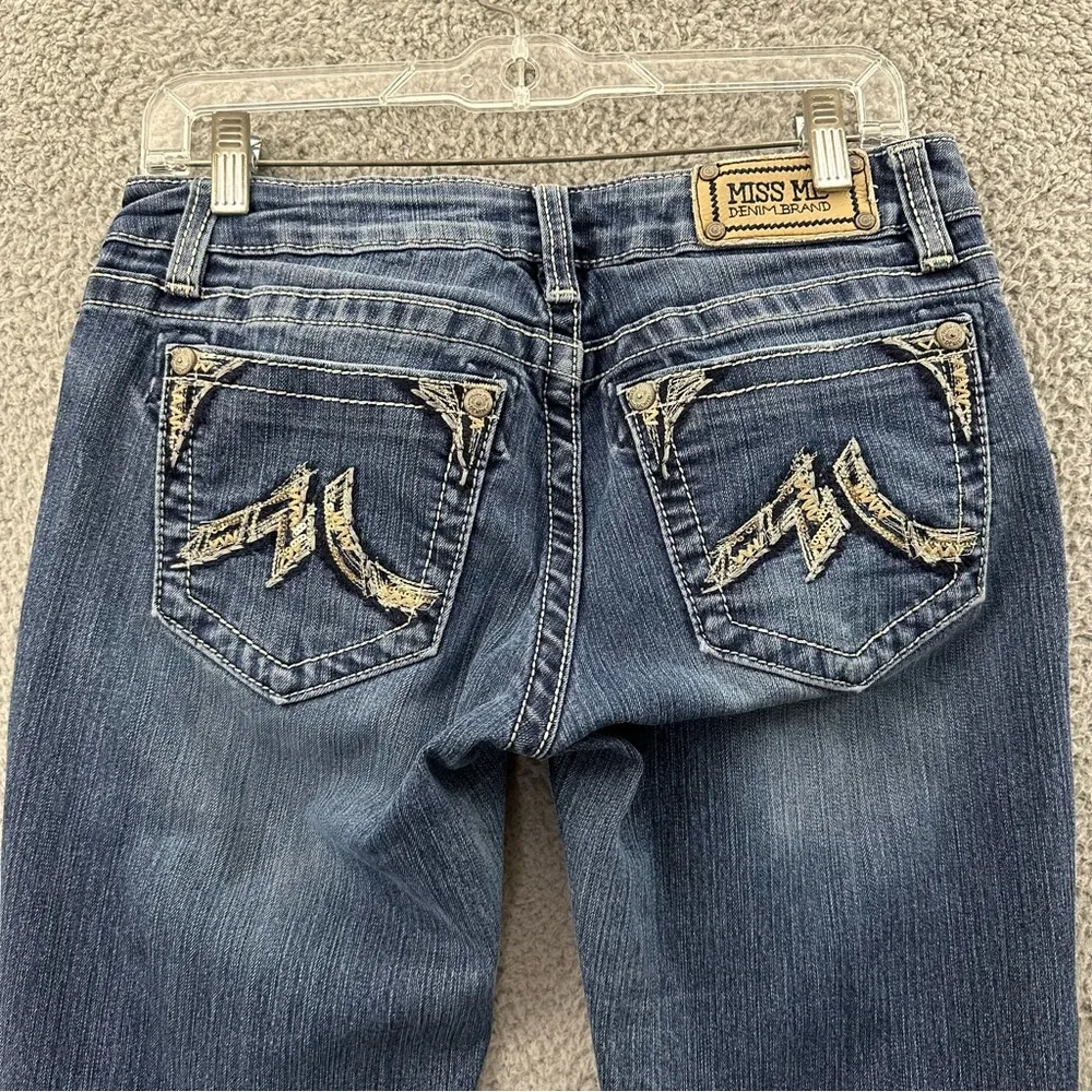 Miss‎ Me Low Rise Skinny Jeans Gold Sequin M Pockets Western Women's 30 x 31.5 - Image 2
