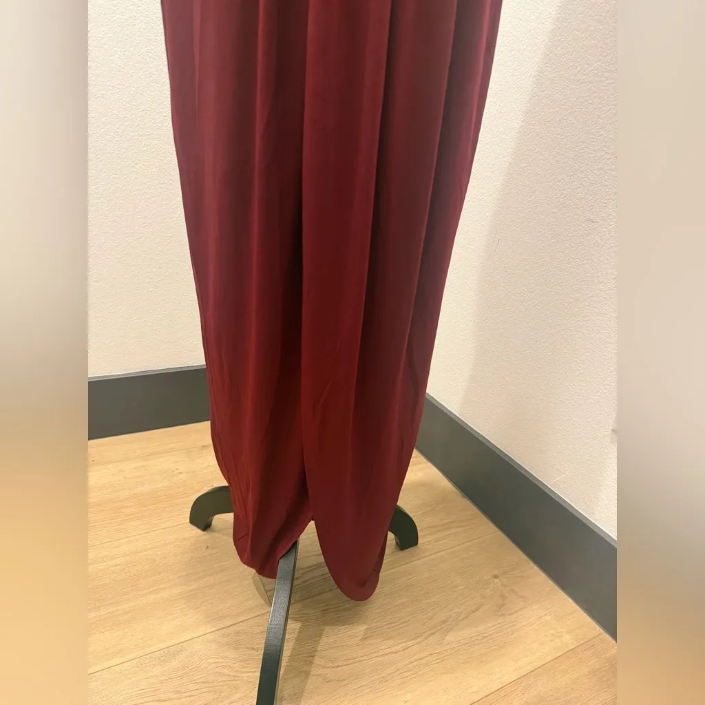 Venus Small Burgundy High Neck Sleeveless Maxi Dress - Image 2