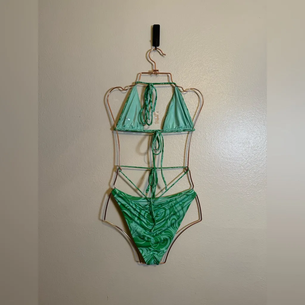 Frankies‎ Bikinis Satin Bikini Set and Sarong in Rainforest - Image 4