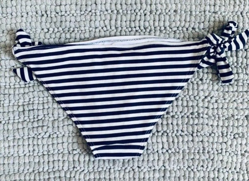 ASOS New Look Striped Full Coverage Bikini Bottoms women's size 10 - Image 4