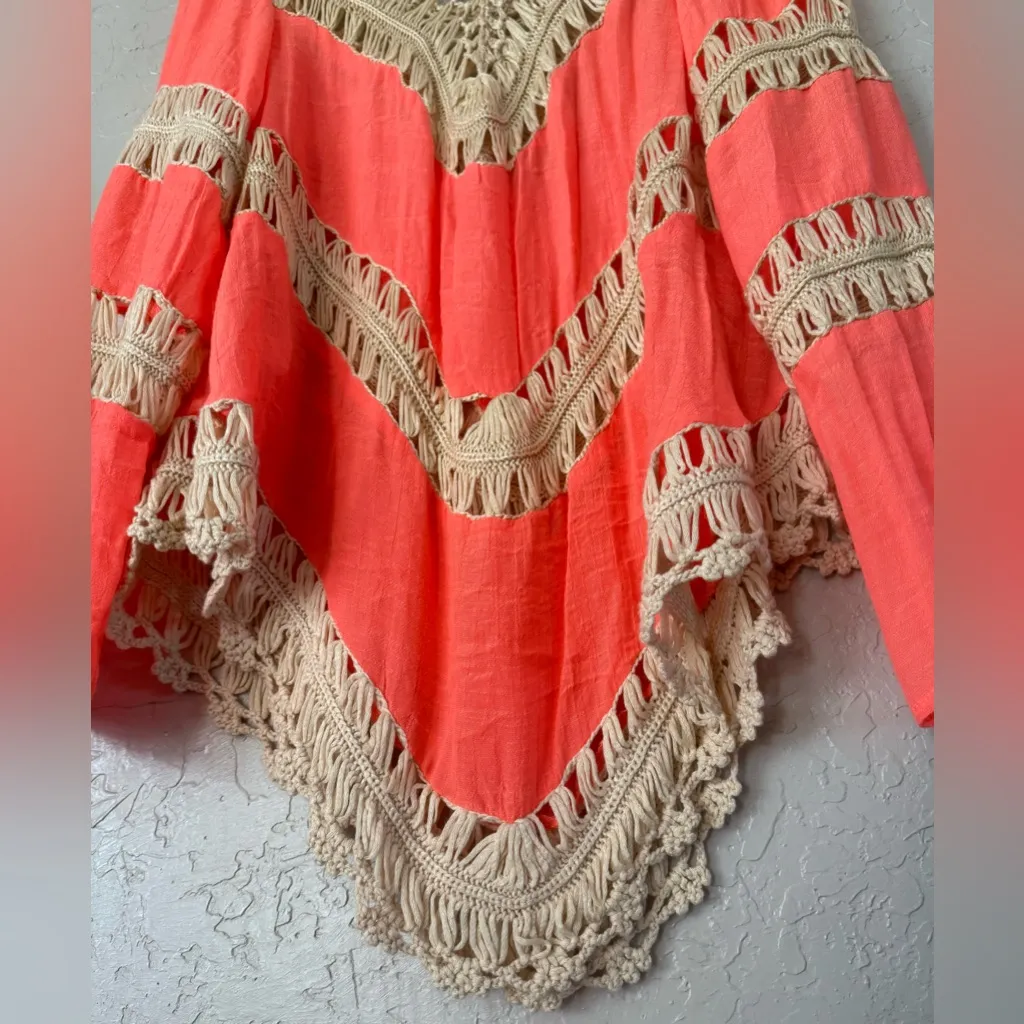 Altar'd State Coral and Beige Crochet Tunic - Image 5