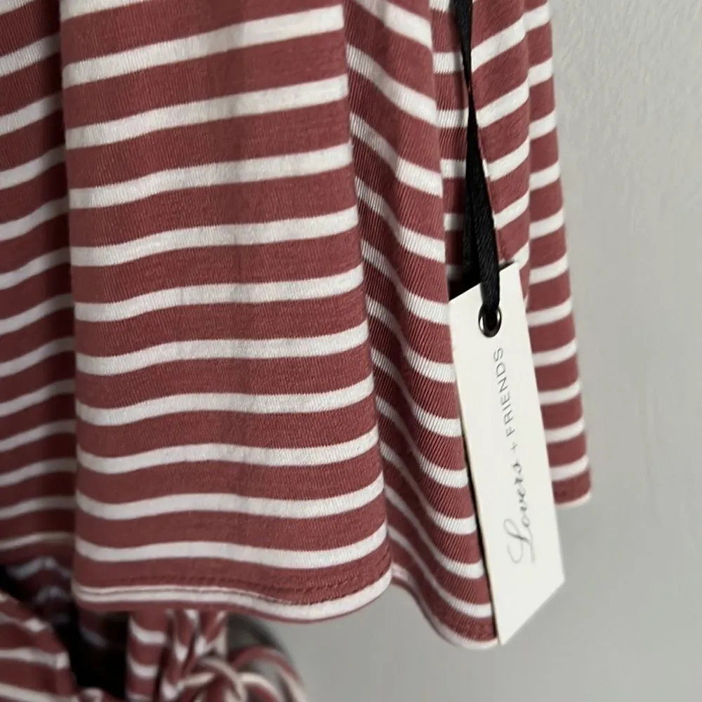 Lovers + Friends NWT  Coco Red Striped Wrap Dress Draped Overlay - Image 7