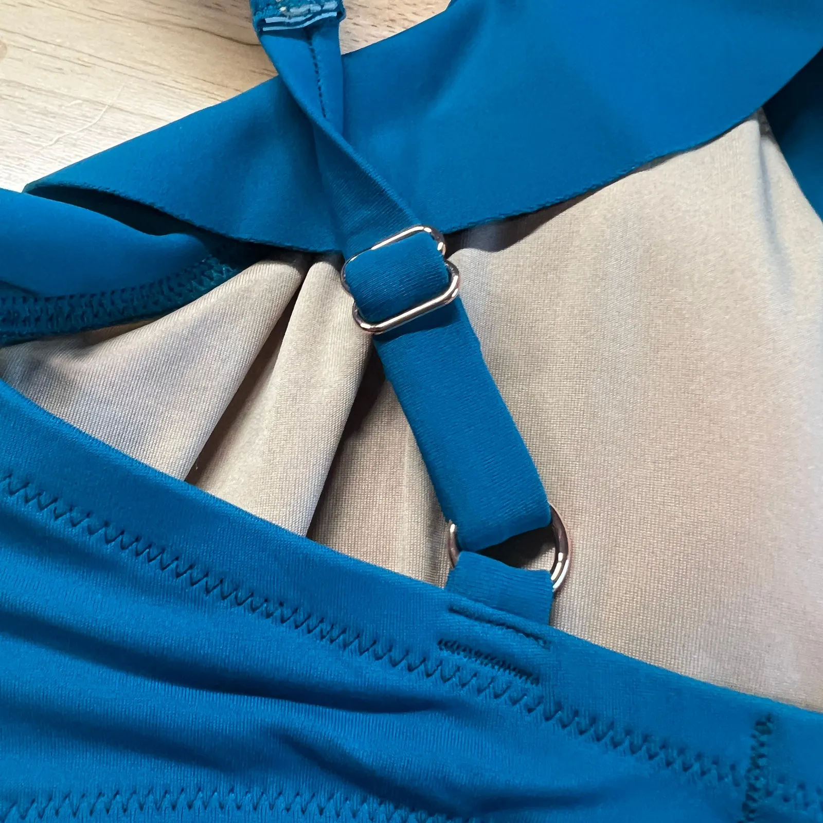 Shade & Shore Women's Teal Blue Ruffle Bralette Bikini Top - Size 36DD - NWT - Image 7